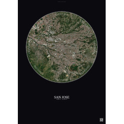 Affiche San Jose – Poster vue satellite 10km Couleur | Gravura – Fond foncé