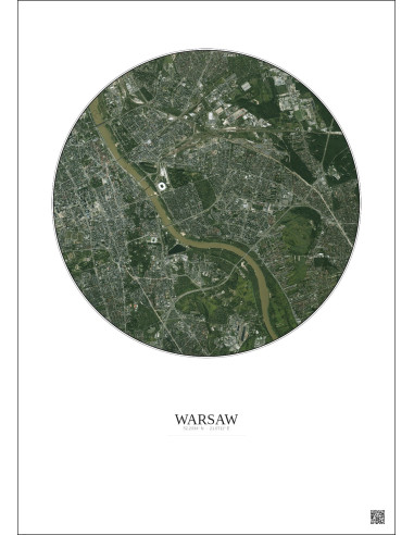 Affiche Warsaw – Poster vue satellite 6km Couleur | Gravura – Fond clair