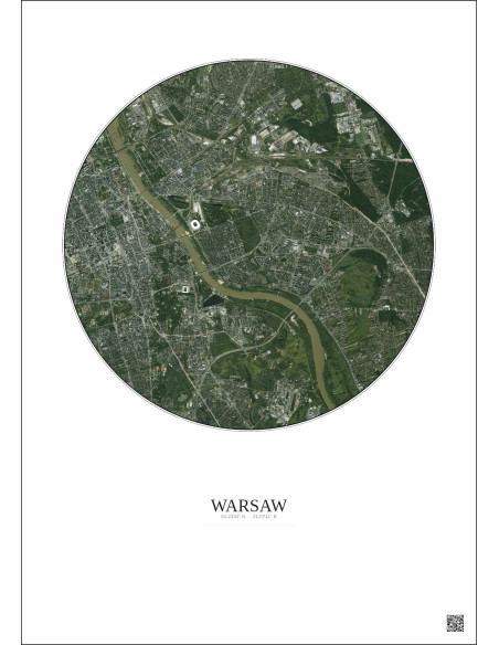 Affiche Warsaw – Poster vue satellite 6km Couleur | Gravura – Fond clair