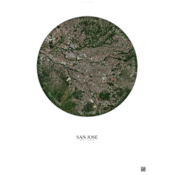 Affiche San Jose – Poster vue satellite 10km Couleur | Gravura – Fond clair