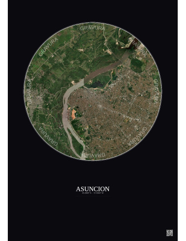 Asuncion Satellite View Poster 10km Color | Gravura – Dark background