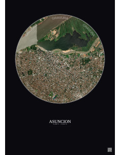 Affiche Asuncion – Poster vue satellite 2.5km Couleur | Gravura – Fond foncé