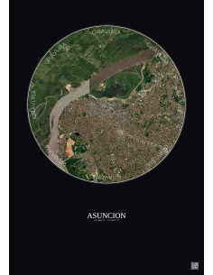 Asuncion Satellite View Poster 6km Color | Gravura – Dark background