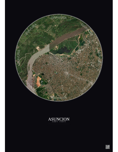 Affiche Asuncion – Poster vue satellite 6km Couleur | Gravura – Fond foncé