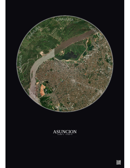 Affiche Asuncion – Poster vue satellite 6km Couleur | Gravura – Fond foncé