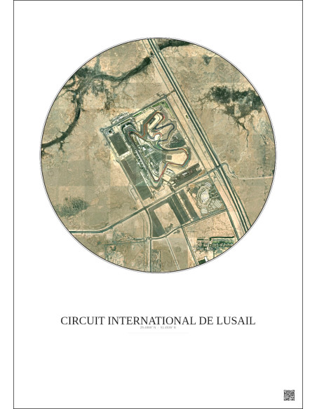 Affiche Circuit International De Lusail – Poster vue satellite 2.5km Couleur | Gravura – Fond clair