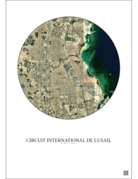 Circuit International De Lusail Satellite View Poster 10km Color | Gravura – Light background