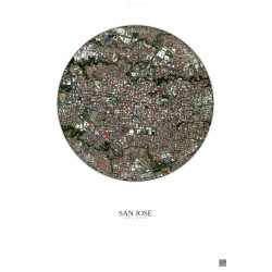 Affiche San Jose – Poster vue satellite 2.5km Couleur | Gravura – Fond clair