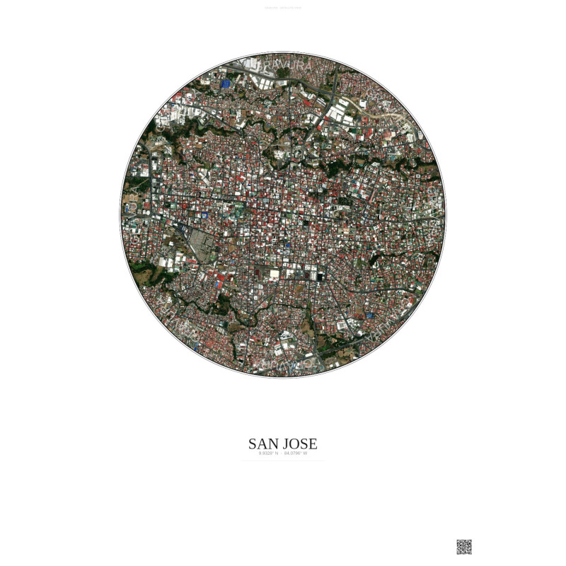 Affiche San Jose – Poster vue satellite 2.5km Couleur | Gravura – Fond clair