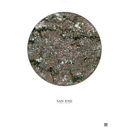 Affiche San Jose – Poster vue satellite 2.5km Couleur | Gravura – Fond clair