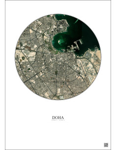 Doha Satellite View Poster 6km Color | Gravura – Light background