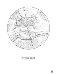 Stockholm City Map Poster 6km | Gravura – Light background