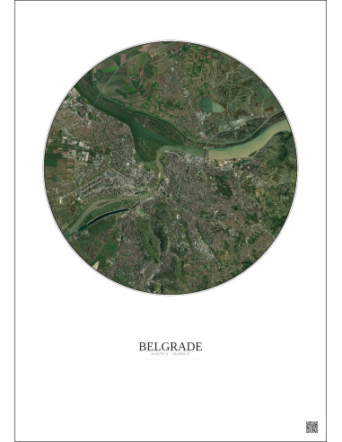 Affiche Belgrade – Poster vue satellite 10km Couleur | Gravura – Fond clair
