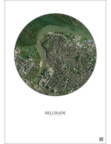 Affiche Belgrade – Poster vue satellite 2.5km Couleur | Gravura – Fond clair