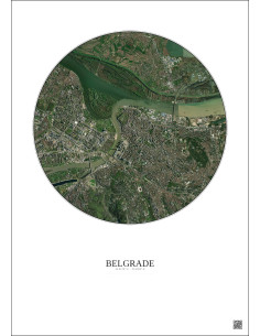 Affiche Belgrade – Poster vue satellite 6km Couleur | Gravura – Fond clair