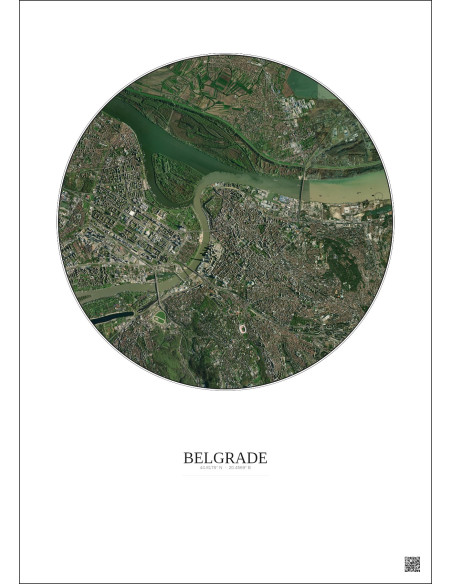 Affiche Belgrade – Poster vue satellite 6km Couleur | Gravura – Fond clair