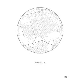 Affiche Kinshasa – Poster carte de ville 2.5km | Gravura – Fond clair