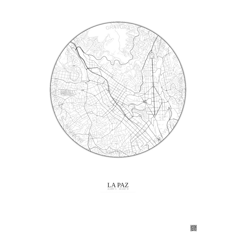 La Paz City Map Poster 2.5km | Gravura – Light background