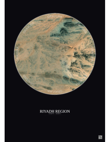Affiche Riyadh Region – Poster vue satellite 2.5km Couleur | Gravura – Fond foncé