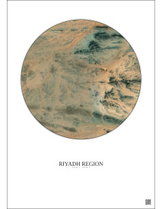 Affiche Riyadh Region – Poster vue satellite 2.5km Couleur | Gravura – Fond clair