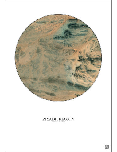 Affiche Riyadh Region – Poster vue satellite 2.5km Couleur | Gravura – Fond clair