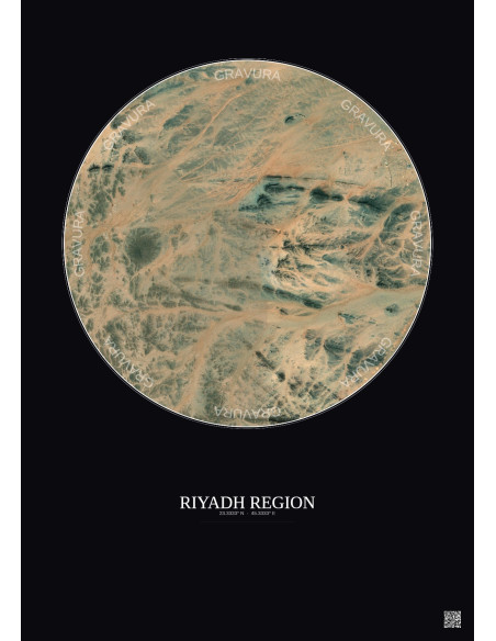 Riyadh Region Satellite View Poster 6km Color | Gravura – Dark background