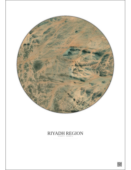 Affiche Riyadh Region – Poster vue satellite 6km Couleur | Gravura – Fond clair