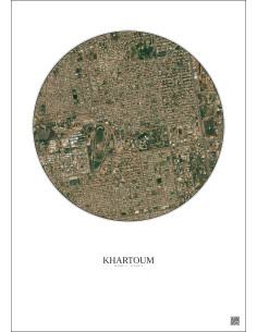 Khartoum Satellite View Poster 2.5km Color | Gravura – Light background