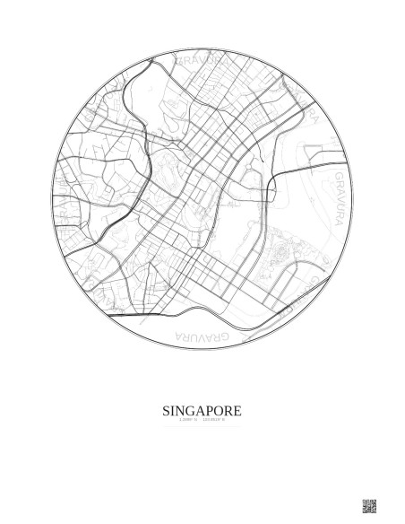 Affiche Singapore – Poster carte de ville 2.5km | Gravura – Fond clair