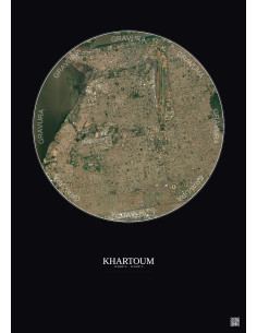 Khartoum Satellite View Poster 6km Color | Gravura – Dark background