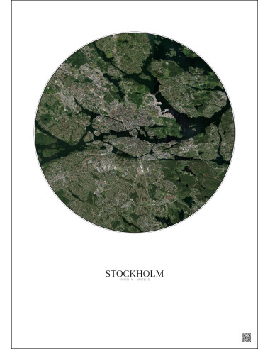 Affiche Stockholm – Poster vue satellite 10km Couleur | Gravura – Fond clair