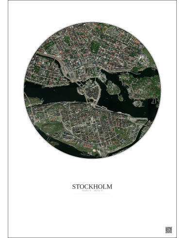 Stockholm Satellite View Poster 2.5km Color | Gravura – Light background