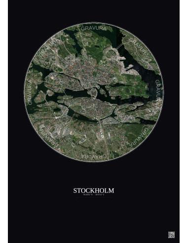 Stockholm Satellite View Poster 6km Color | Gravura – Dark background