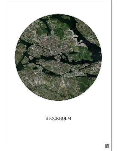 Affiche Stockholm – Poster vue satellite 6km Couleur | Gravura – Fond clair