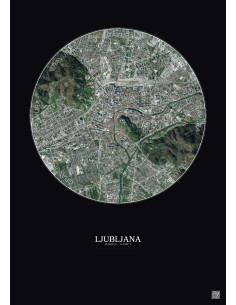 Ljubljana Satellite View Poster 2.5km Color | Gravura – Dark background