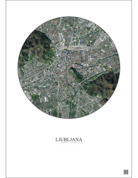 Ljubljana Satellite View Poster 2.5km Color | Gravura – Light background
