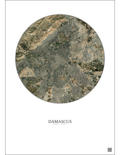 Damascus Satellite View Poster 6km Color | Gravura – Light background
