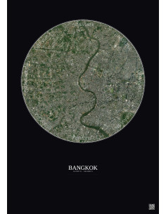 Bangkok Satellite View Poster 10km Color | Gravura – Dark background