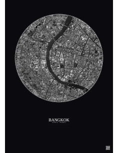 Bangkok Satellite View Poster 2.5km B&W | Gravura – Dark background