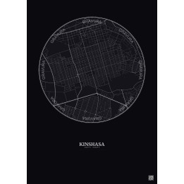 Affiche Kinshasa – Poster carte de ville 2.5km | Gravura – Fond foncé