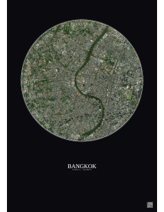 Bangkok Satellite View Poster 6km Color | Gravura – Dark background