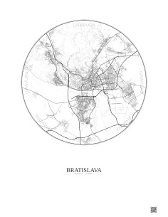 Bratislava City Map Poster 10km | Gravura – Light background