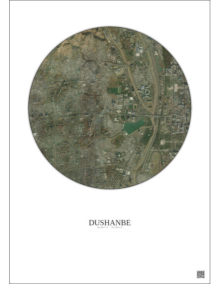 Affiche Dushanbe – Poster vue satellite 2.5km Couleur | Gravura – Fond clair