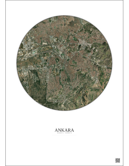 Affiche Ankara – Poster vue satellite 10km Couleur | Gravura – Fond clair