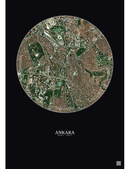 Ankara Satellite View Poster 2.5km Color | Gravura – Dark background
