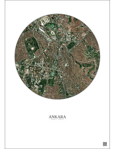Ankara Satellite View Poster 2.5km Color | Gravura – Light background