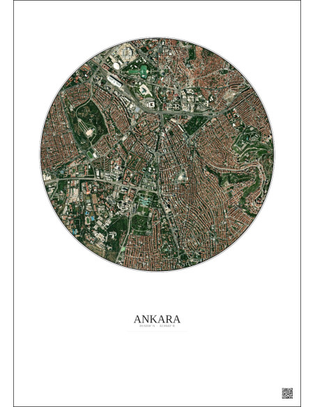Ankara Satellite View Poster 2.5km Color | Gravura – Light background