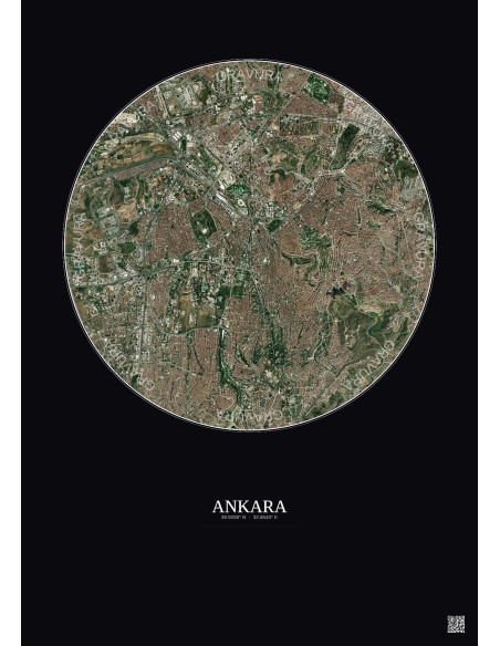 Affiche Ankara – Poster vue satellite 6km Couleur | Gravura – Fond foncé