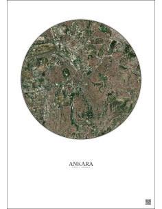 Affiche Ankara – Poster vue satellite 6km Couleur | Gravura – Fond clair
