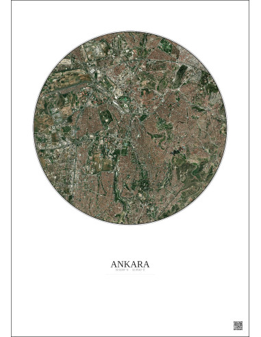 Affiche Ankara – Poster vue satellite 6km Couleur | Gravura – Fond clair